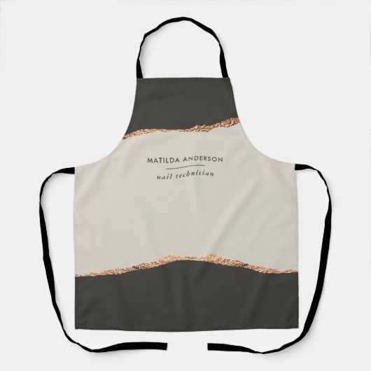 Rosen gold Glitzer Schwarz Moderne, einzigartig Schürze (Vorderseite)