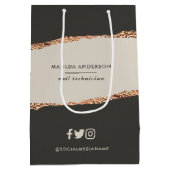 Rosen gold Glitzer Schwarz Modernes, elegantes Bud Mittlere Geschenktüte (Rückseite)