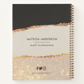 Rosen gold Glitzer Schwarz Modernes, elegantes Bud Notizblock (Rückseite)