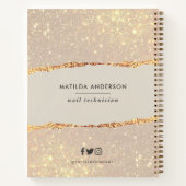 Rosen gold Glitzer Schwarz Modernes, elegantes Bud Notizblock (Rückseite)