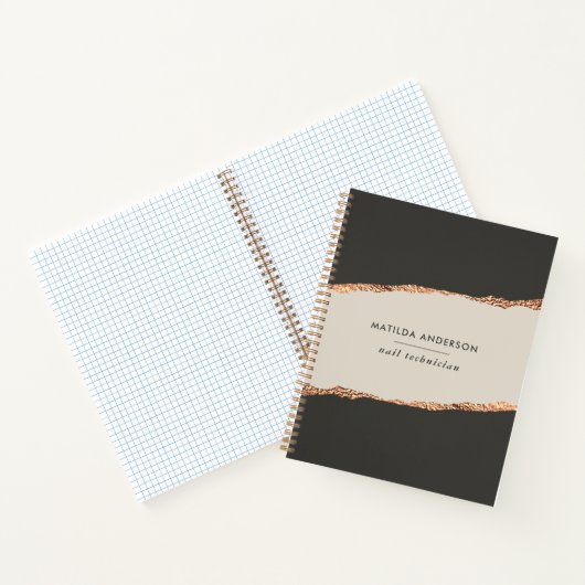 Rosen gold Glitzer Schwarz Modernes, elegantes Bud Notizblock (Innenseite)