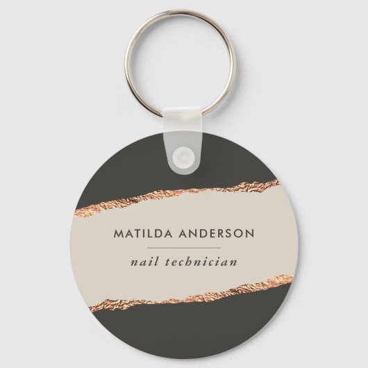 Rosen gold Glitzer Schwarz Modernes, elegantes Bud Schlüsselanhänger (Vorderseite)