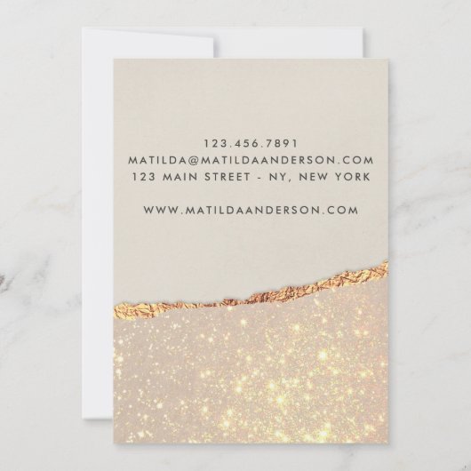 Rosen gold Glitzer Schwarz Rosa Moderne Einladung (Rückseite)