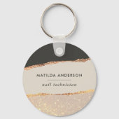 Rosen gold Glitzer Schwarz Rosa modernes, elegante Schlüsselanhänger (Vorderseite)