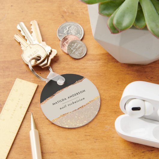 Rosen gold Glitzer Schwarz Rosa modernes, elegante Schlüsselanhänger (Schreibtisch)