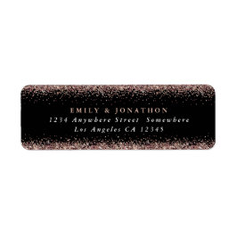 Rosen Gold Glitzer Script Schwarze Rückgabeadresse