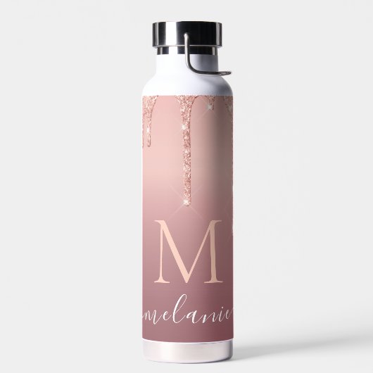 Rosen Gold Glitzer Wasserflasche - Name des Buchst Trinkflasche (Links)