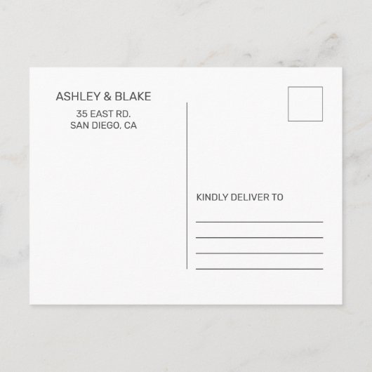 Rosen Gold Handgeschriebenes Foto Save the Date Ankündigungspostkarte (Rückseite)