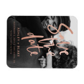 Rosen Gold Handgeschriebenes Foto Save the Date Magnet (Horizontal)