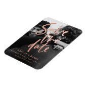 Rosen Gold Handgeschriebenes Foto Save the Date Magnet (Linke Seite)