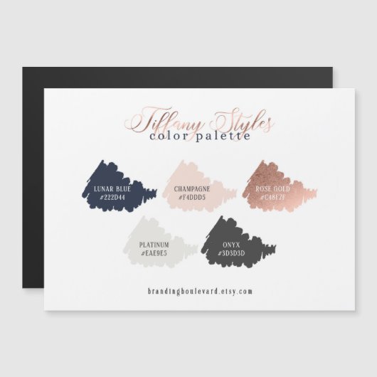 Rosen Gold Navy Blue & Pink Farbpalette Magnetkarte (Vorne/Hinten)