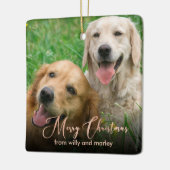 Rosen Gold Pet Foto Script Weihnachten Keramikornament (Links)