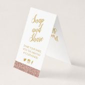 Rosen Gold Pink Glitzer Party Hashtag Signatur-Kar (Rückseite)