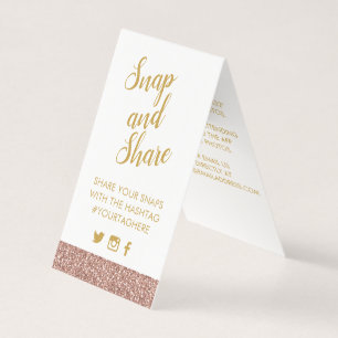 Rosen Gold Pink Glitzer Party Hashtag Signatur-Kar