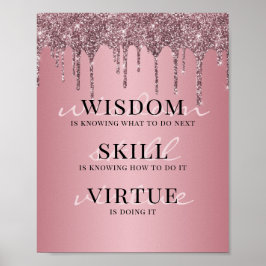 Rosen Gold Pink Glitzer Tropfen Motivierend Zitat Poster