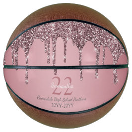 Rosen Gold Pink Glitzer Tropfen Name Team Number Y Basketball