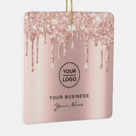 Rosen Gold Pink Glitzer Tropfen Weihnachten Keramikornament