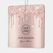 Rosen Gold Pink Glitzer Tropfen Weihnachten Keramikornament (Links)