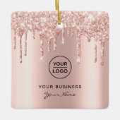 Rosen Gold Pink Glitzer Tropfen Weihnachten Keramikornament (Vorderseite)