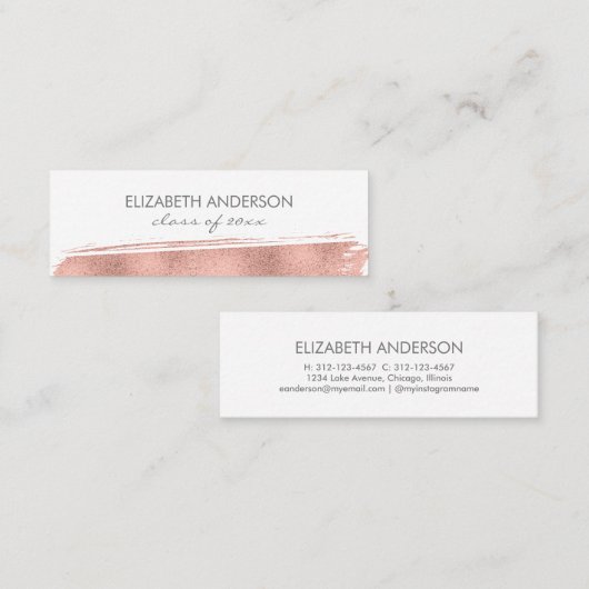 Rosen Gold Pinselstrich Abschluss Beipackkarte Telefonnummerkarte (Vorne/Hinten)