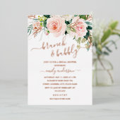 Rosen Gold Rosa Blütenbrunch und Bubbly Folieneinladung (Stehend vorne)