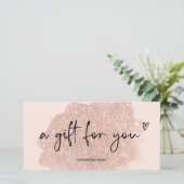 Rosen gold Rosa Glitzer Logo Geschenkgutschein (Stehend Vorderseite)