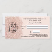 Rosen gold Rosa Glitzer Logo Geschenkgutschein (Rückseite)