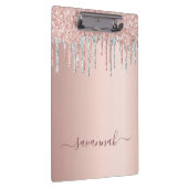 Rosen gold Rosa Glitzer Silberskriptname Klemmbrett (Rechts)