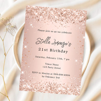 Rosen gold Rosa Luxus Geburtstag Einladung