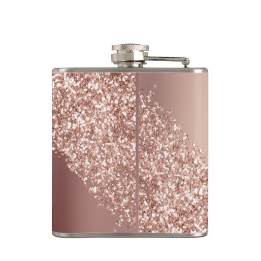 Rosen Gold Rosa Monogram Glitzer Eyelashes Flachmann (Rückseite)