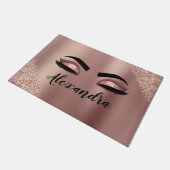 Rosen Gold Rosa Monogram Glitzer Eyelashes Fußmatte (Schrägansicht)