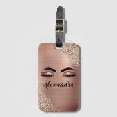 Rosen Gold Rosa Monogram Glitzer Eyelashes Gepäckanhänger (Vorderseite Vertikal)