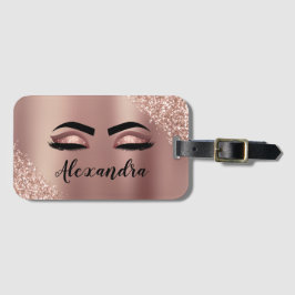 Rosen Gold Rosa Monogram Glitzer Eyelashes Gepäckanhänger
