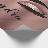 Rosen Gold Rosa Monogram Glitzer Eyelashes Geschenkpapier (Ecke)