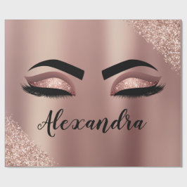 Rosen Gold Rosa Monogram Glitzer Eyelashes Geschenkpapier