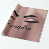 Rosen Gold Rosa Monogram Glitzer Eyelashes Geschenkpapier (Ungerollt)