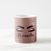 Rosen Gold Rosa Monogram Glitzer Eyelashes Kaffeetasse (Mittel)