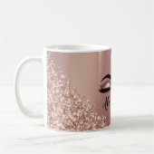 Rosen Gold Rosa Monogram Glitzer Eyelashes Kaffeetasse (Links)