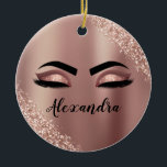 Rosen Gold Rosa Monogram Glitzer Eyelashes Keramik Ornament<br><div class="desc">Rose Gold - Schwarz Rosa Imitate Foil Metallic Sparkle Glitzer gebürstete Metal Monogram Name and Initial Eyelashes (Lashes),  Eyelash Extensions and Eyes Christmas Ornament. Das Design macht den perfekten 16 Geburtstag,  Hochzeit,  Brautparty,  Jubiläum,  Babydusche oder Junggeselinnen-Abschied Geschenk für jemanden,  der einen trendigen coolen Stil sucht.</div>