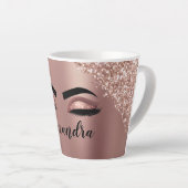 Rosen Gold Rosa Monogram Glitzer Eyelashes Milchtasse (Rechte Ecke)