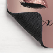Rosen Gold Rosa Monogram Glitzer Eyelashes Mousepad (Ecke)