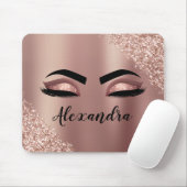 Rosen Gold Rosa Monogram Glitzer Eyelashes Mousepad (Mit Mouse)