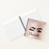 Rosen Gold Rosa Monogram Glitzer Eyelashes Notizblock (Innenseite)
