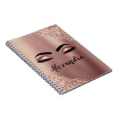 Rosen Gold Rosa Monogram Glitzer Eyelashes Notizblock (Rechte Seite)
