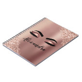 Rosen Gold Rosa Monogram Glitzer Eyelashes Notizblock (Linke Seite)