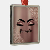 Rosen Gold Rosa Monogram Glitzer Eyelashes Ornament Aus Metall (Rechts)