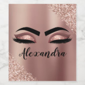 Rosen Gold Rosa Monogram Glitzer Eyelashes Weinetikett (Einzelnes Label)