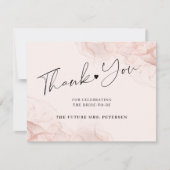 Rosen gold Schwarz Brautparty elegantes Drehbuch Dankeskarte (Vorderseite)