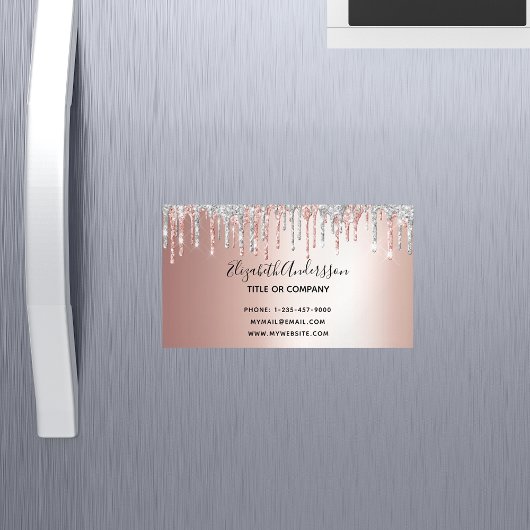 Rosen gold silber Glitzer Metallisch elegant moder Magnetische Visitenkarte