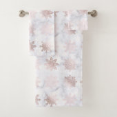 Rosen-Gold-u. Marmor-Schneeflocke-Weihnachtsmuster Badhandtuch Set (Insitu)